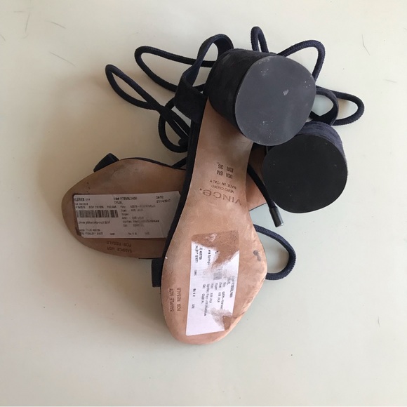 VINCE navy suede chunky lace sandals NWT - Picture 2 of 6